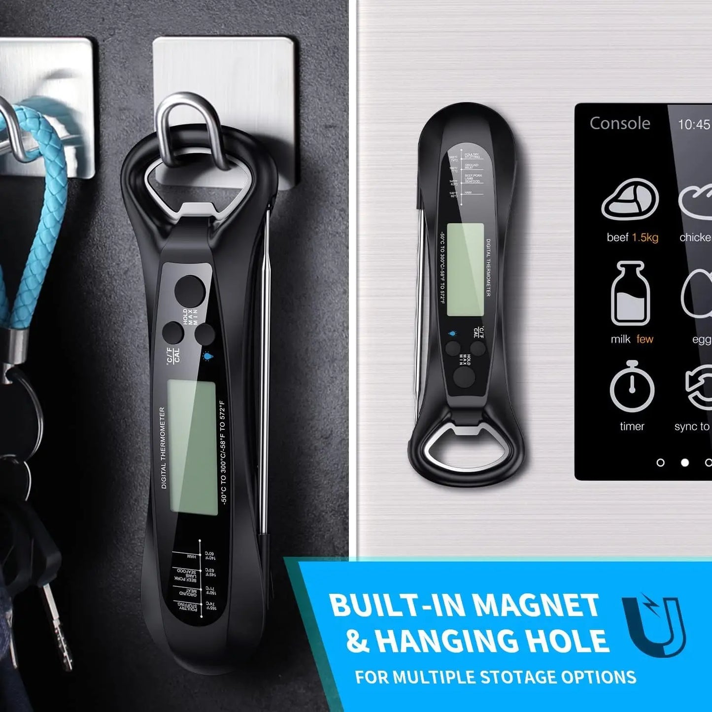 Instant Read Digital Meat Thermometer – Fast, Precise Cooking Thermometer with Backlight & Magnet