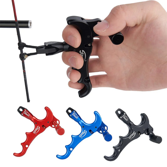 Toparchery Adjustable 4 Finger Compound Bow Release - Aluminum Aid for Archery Accessories, 360 Degree Rotation
