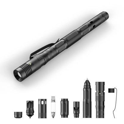 Multifunctional Tactical Ballpoint Pen — 100LM Flashlight, Self-Defense Tool, Window Breaker & EDC Outdoor Survival Pen