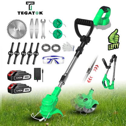 Tegatok 20V Cordless Weed Wacker — 4-in-1 Electric Weed Killer with 2×2.0AH Lithium-Ion Batteries