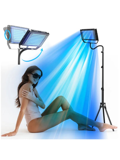 50W Ultraviolet Tanning Lamp — Tripod Solarium with 48 Blue LEDs (460nm & 480nm) for Body Tanning & Skincare