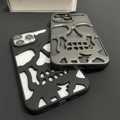 Cool Hollow Skull Ghostface Plating iPhone Case – Heat Dissipation Slim Cover for iPhone 14-17 Pro Max