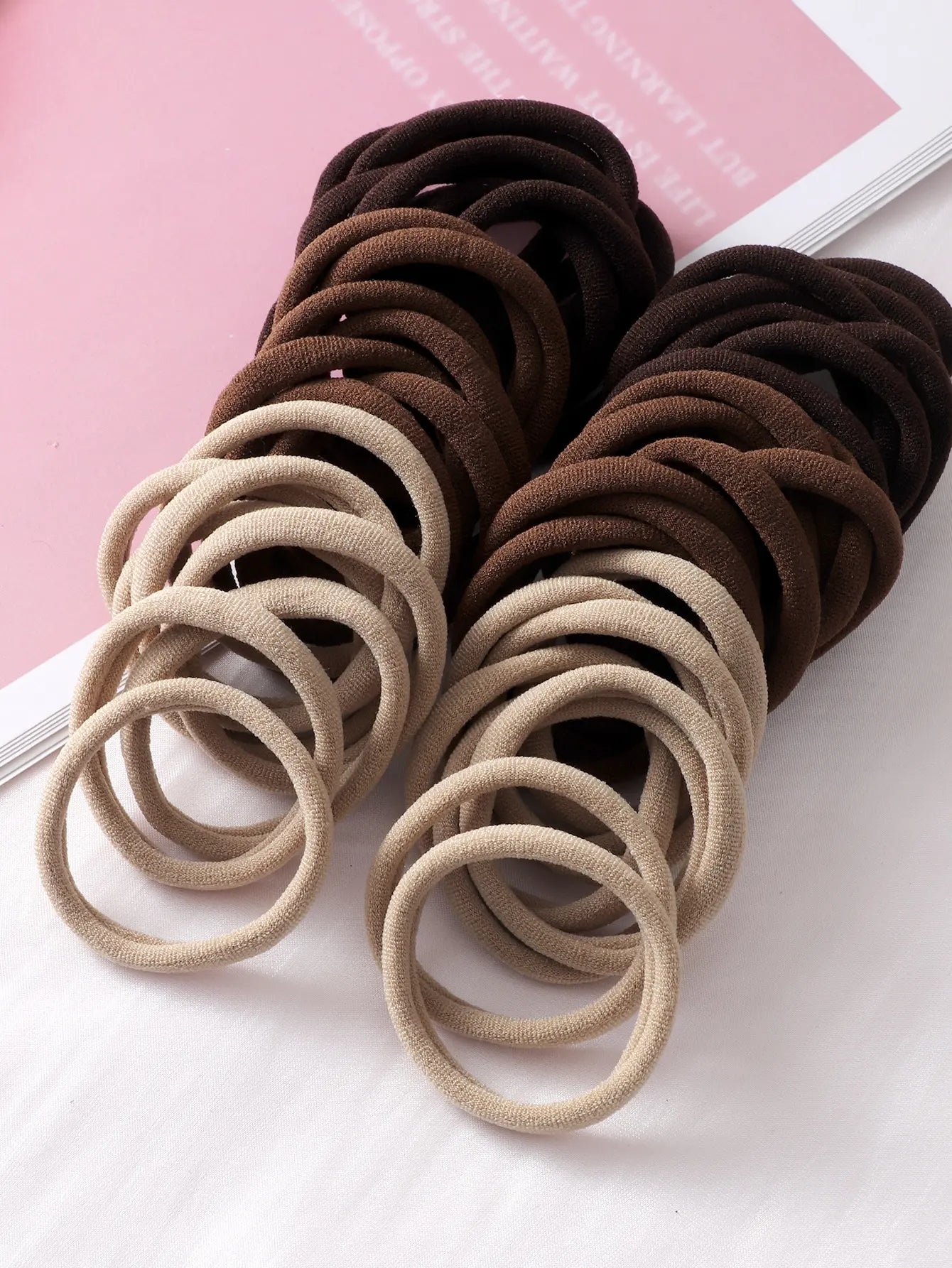 High Elasticity Hair Rope Set: 50pcs Seamless Black Coffee Brown Hair Rings - Girls' Hair Accessories