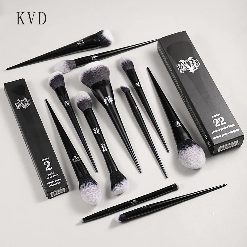 Kat Von D Makeup Brush Set – KVD Foundation, Blush, Highlight, Concealer, Powder & Eyeshadow Brushes Kit