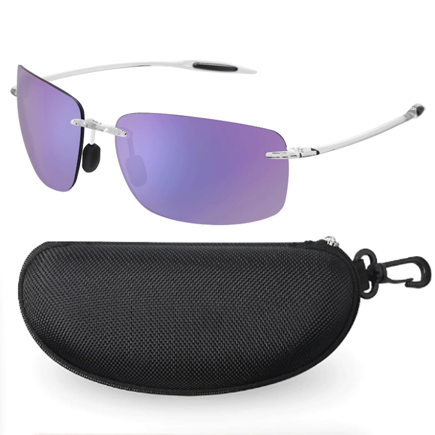 JULI Polarized Classic Sports Sunglasses - Ultralight Rimless Rectangle Frame for Men, Fishing & Driving, UV400 Protection (MJ8009)