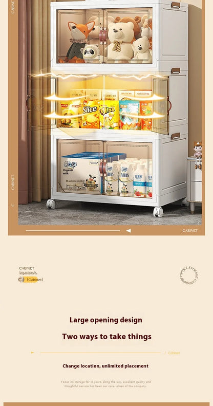 3/4/5 Layers Folding Cabinet Closet Organizer – Stackable Storage Box with Wheels, Large Capacity for Living Room Sundries