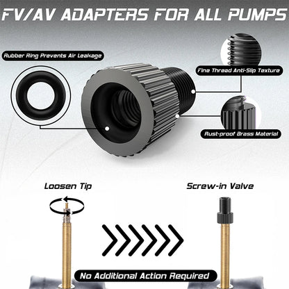 BUCKLOS F/V to A/V Valve Adapter – Aluminum Alloy Presta to Schrader Converter with Durable Bicycle Valve Cap