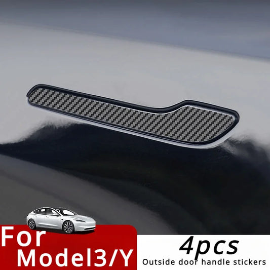 Tesla Model 3 & Y Carbon Fiber ABS Door Handle Cover – Premium Durable 2024 Car Accessory Protector Sticker