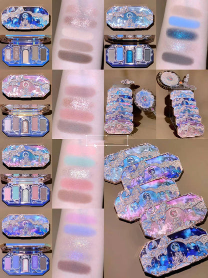 Flower Knows Moonlight Mermaid Eyeshadow Palette – 5-Color Matte, Shimmer & Glitter Waterproof Eye Shadow