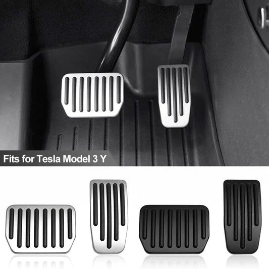 Tesla Model Y/3 Highland Foot Pedal Pads – Non-Slip Aluminum Accelerator, Brake & Rest Performance Covers