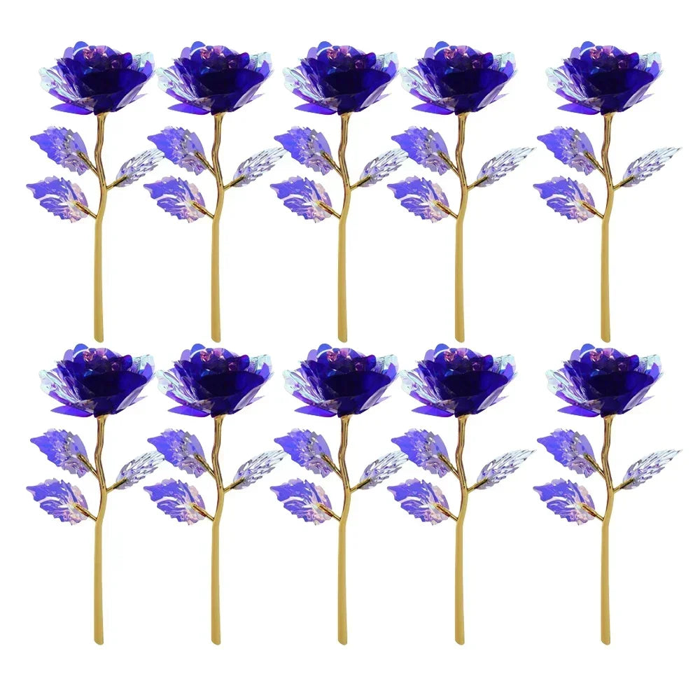 10PCS 24K Foil Plated Rose Gold Roses – Valentine’s Day, Wedding & Forever Love Decorative Gift