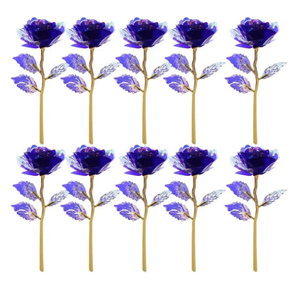 10PCS 24K Foil Plated Rose Gold Roses – Valentine’s Day, Wedding & Forever Love Decorative Gift