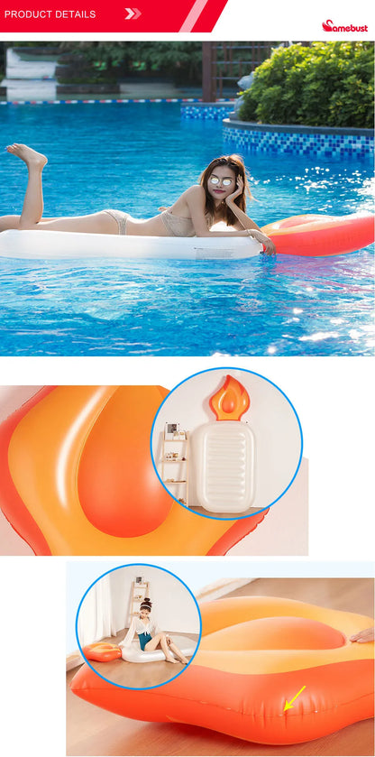Camebust Inflatable PVC Pool Mat - 80in Floating Raft Lounge, Swimming Pool Mattress Float