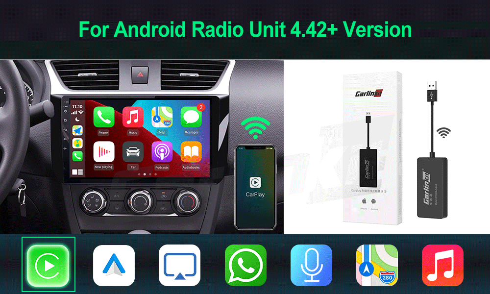 CarlinKit Wireless CarPlay Adapter — USB Dongle for Android Auto, MirrorLink, Waze & Spotify Car Multimedia