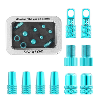BUCKLOS F/V to A/V Valve Adapter – Aluminum Alloy Presta to Schrader Converter with Durable Bicycle Valve Cap