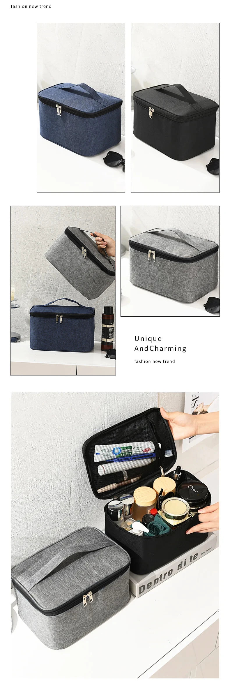 Men’s Business Travel Toiletry Bag – Double-Layer Large Capacity Cosmetic & Storage Handbag, Oxford Cloth