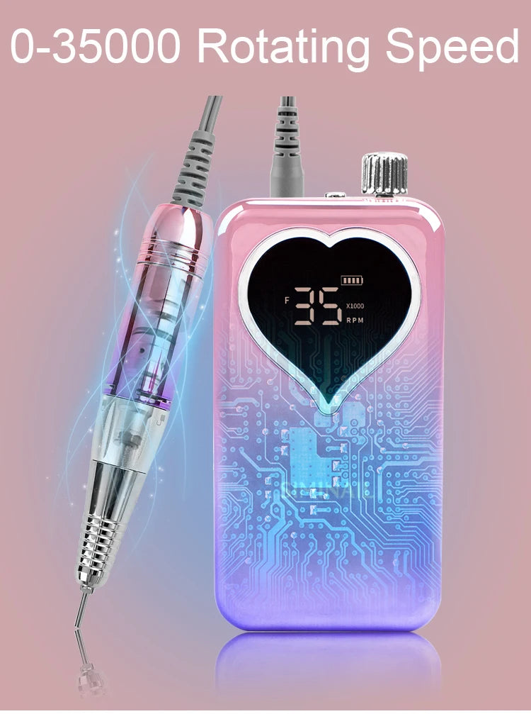 SIMINAIL Professional Nail Drill Machine – 35000RPM Portable Electric Nail File with Rechargeable E-File Bit Kit