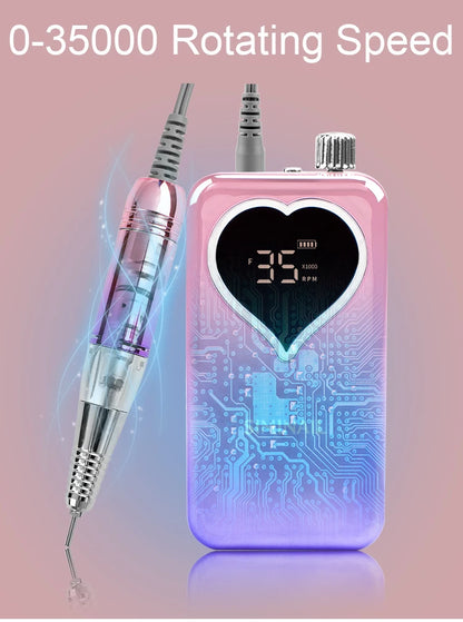 SIMINAIL Professional Nail Drill Machine – 35000RPM Portable Electric Nail File with Rechargeable E-File Bit Kit