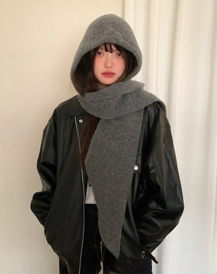 Autumn & Winter Hat and Scarf Set – Wool Knit Earmuffs, Fashionable Neck Warmer for Women