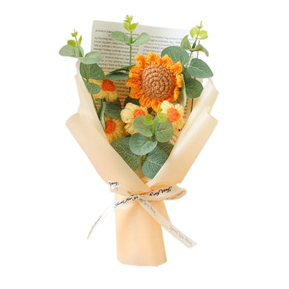 Handmade Artificial Flower Crochet Bouquet – Sunflower & Daisy Eternal Flowers, Anniversary, Mother’s Day & Birthday Gift