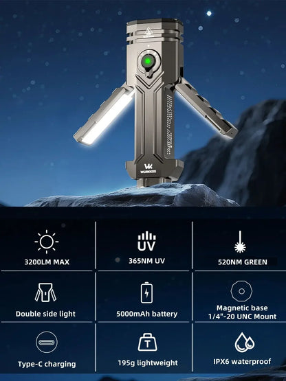 Wurkkos HD02 LED Camping Lamp – 3200 Lumens Portable Outdoor Hunting, Fishing & Hiking Rechargeable Searchlight