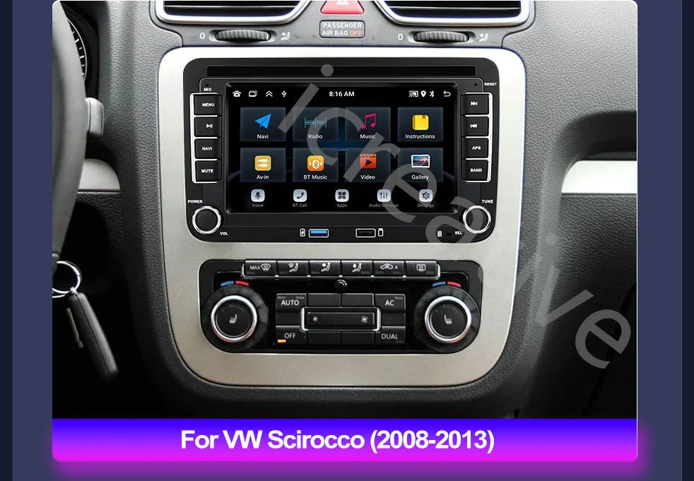 2DIN Android Car Radio for Volkswagen Golf 5/6, Polo, Passat B6/B7, CC, Skoda, Jetta - Multimedia, CarPlay, Wifi & GPS Navigation