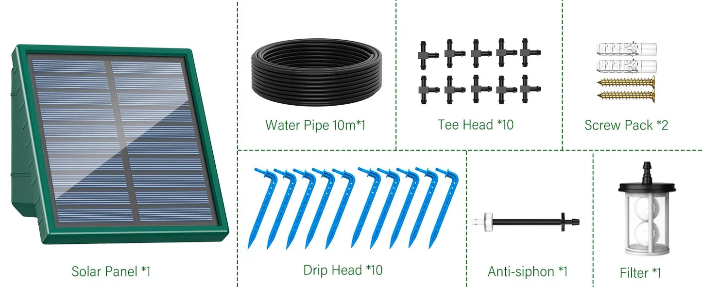 Solar Garden Drip Irrigation System — Automatic Balcony Watering DIY with Drip Hose