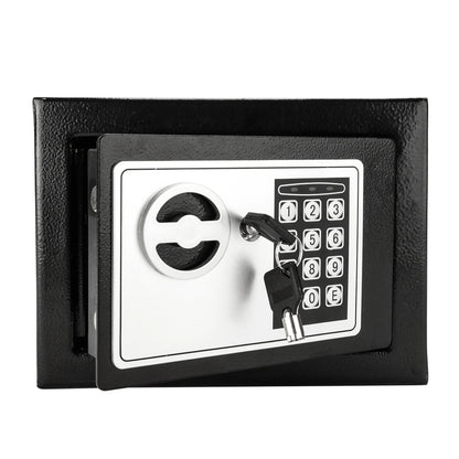 Mini Wall-Mount Electronic Code Safe — Metal Steel Security Box, Black 17EF