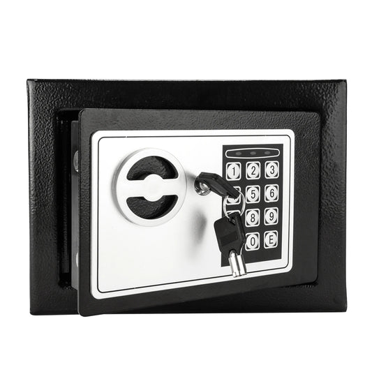 Mini Wall-Mount Electronic Code Safe — Metal Steel Security Box, Black 17EF