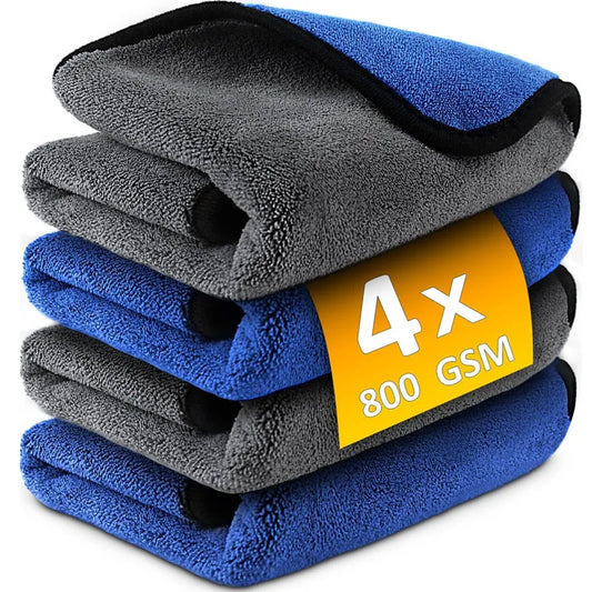1-4PCS Microfiber Car Wash Towels – Soft, Quick-Drying 500GSM Cloths for Windows, Mirrors & Home Cleaning