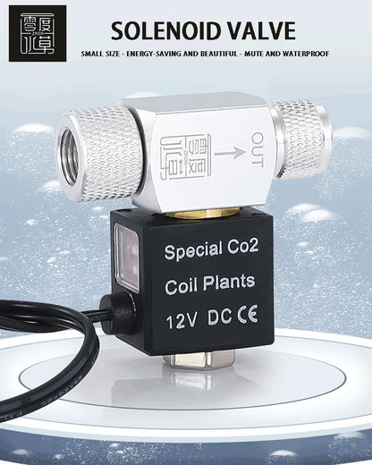 ZRDR Aquarium CO2 Solenoid Valve Regulator – 110V-220V Electric Magnetic Valve for Fish Tanks, Low Temperature, EU/US DC12V