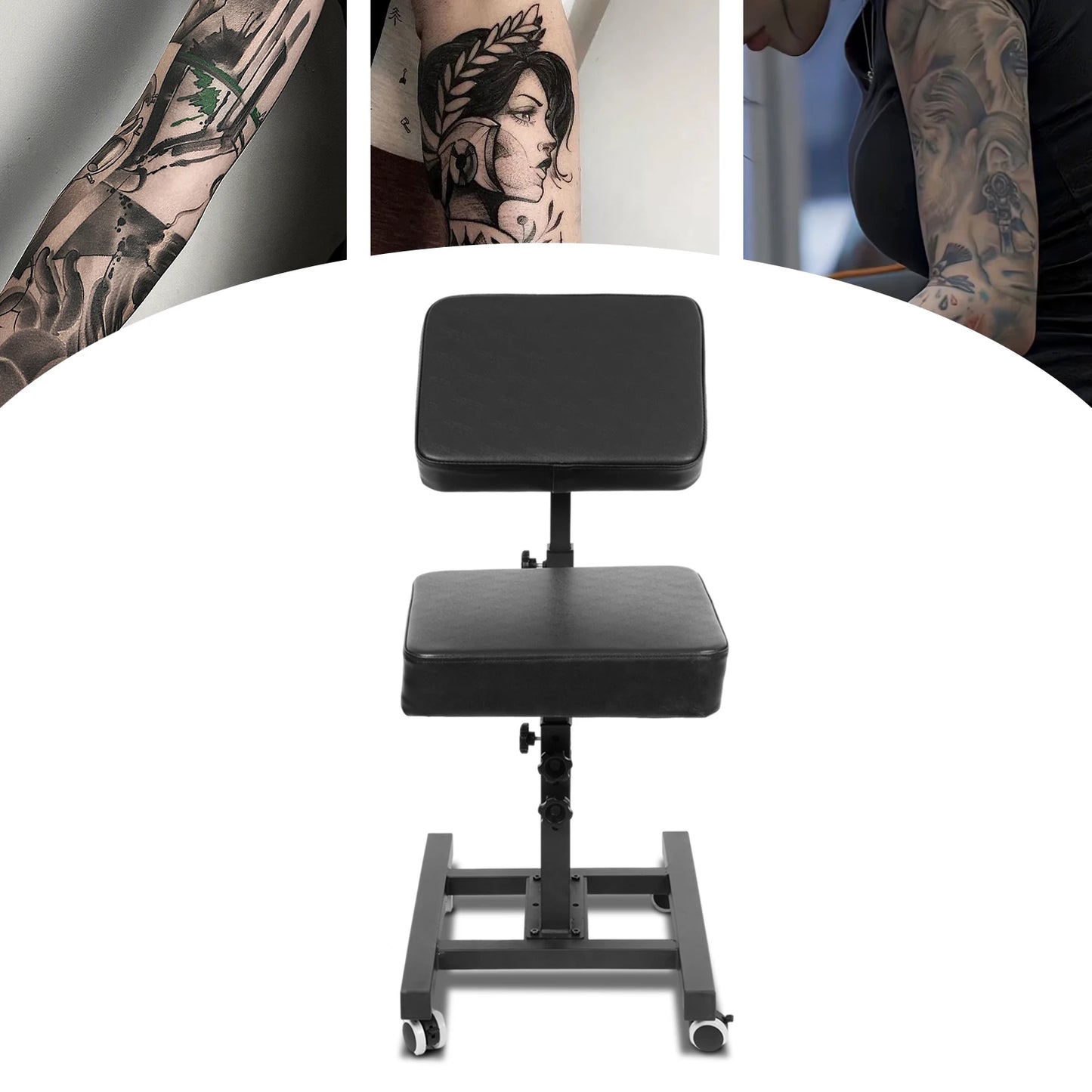 Multifunctional Tattoo Chair with Adjustable Armrest – Hair & Tattoo Artist Chair with Foot Pads