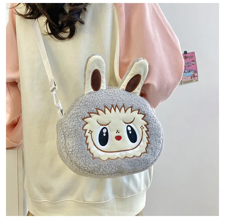 Labu Cartoon Crossbody Plush Bag – Kids Backpack & Shoulder Bag Doll Change Purse, Perfect Gift for Girls