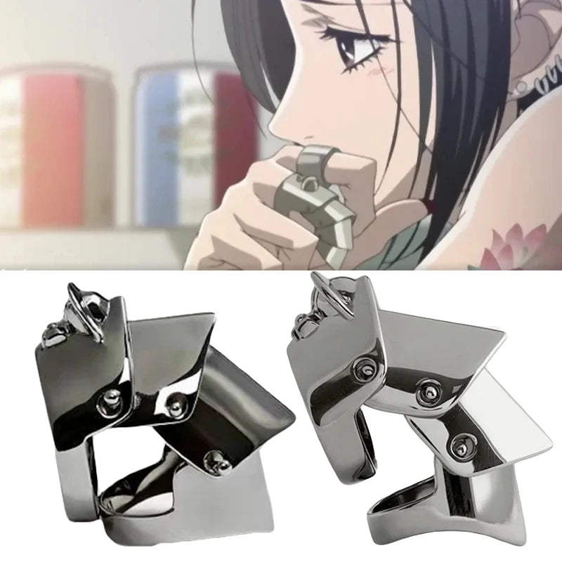 Anime Oosaki Nana Cosplay Metal Armor Ring - Rock Punk Style Movable Joint Rings, Unisex Fashion Jewelry Gift Accessories