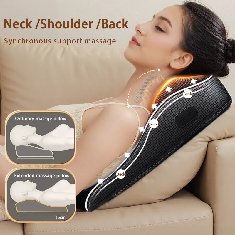 Manufacturer Direct Electric Shiatsu Neck & Head Massager Pillow with Heating and Vibration – Cervical Traction Car Back Massager