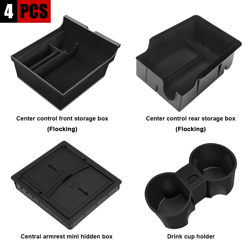 YZ Storage Box for Tesla Model 3 & Model Y – Center Armrest Hidden Box & Cup Holder Organizer, 2023-2022 Car Accessories