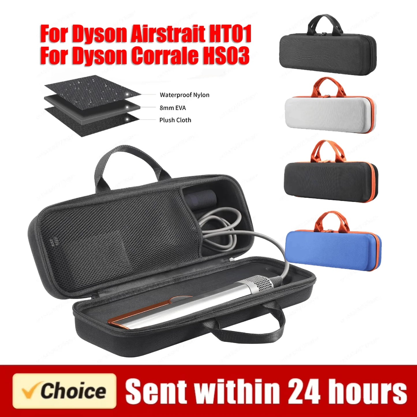 EVA Hard Carrying Case – Shockproof, Anti-Scratch Travel Storage Bag for Dyson Airstrait HT01 Hair Straightener