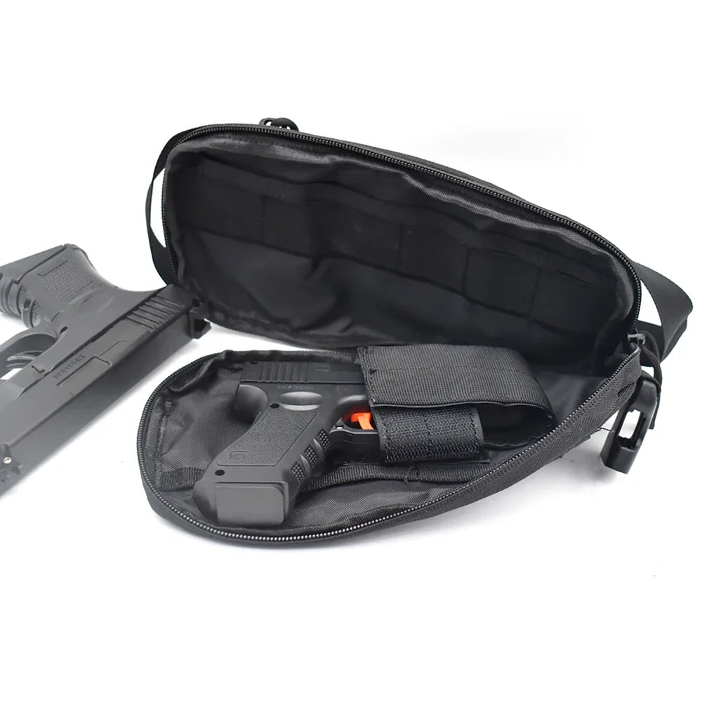 Tactical IWB Concealment Pistol Pouch - MOLLE Shoulder Strap Gun Holster for Glock 17/19, 1911, Taurus G2C, HK USP