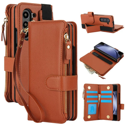 Leather Wristband Wallet Case for Samsung Galaxy Z Fold 3/4/5/6 – Shock Resistant Protective Cover
