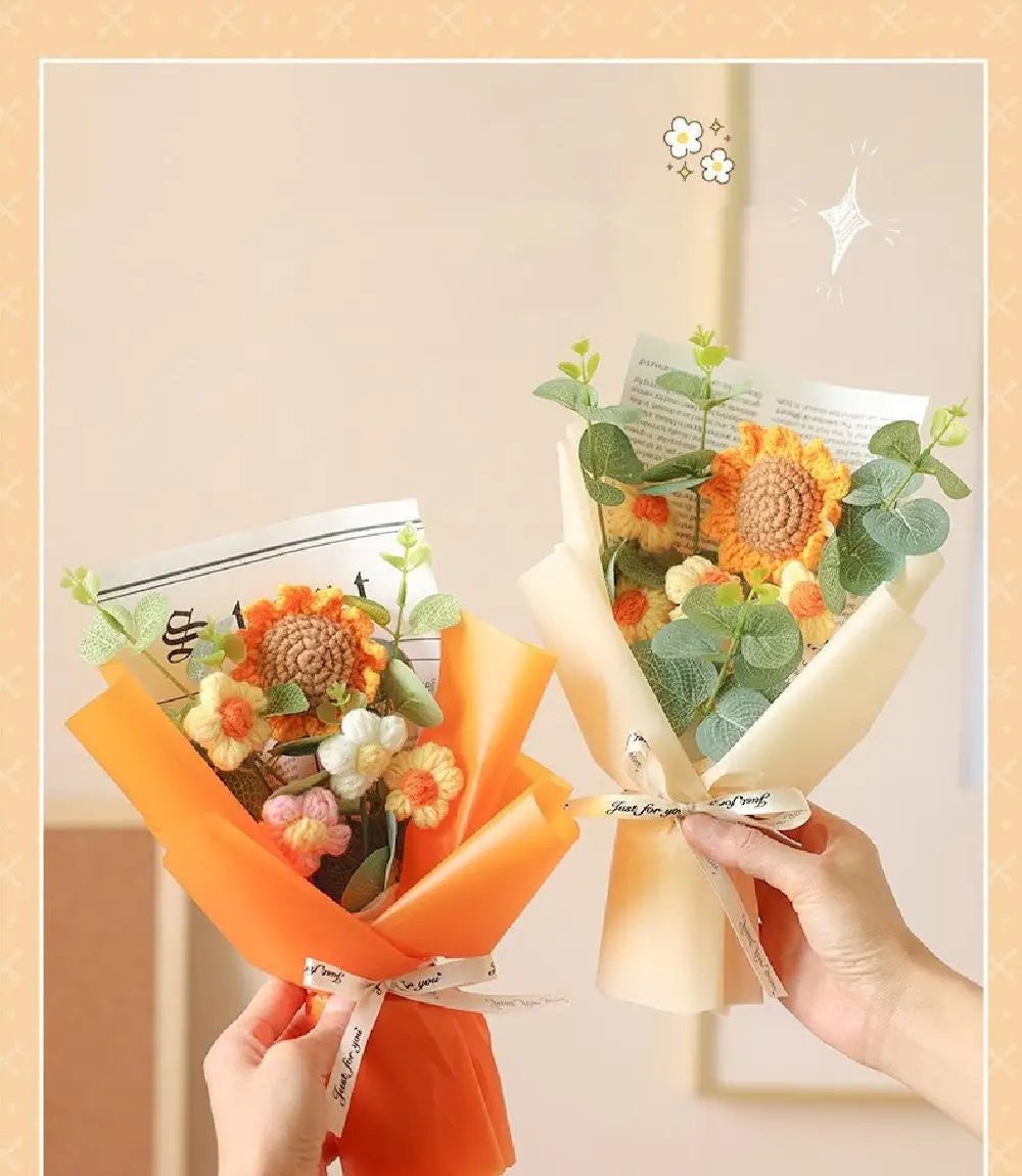 Handmade Artificial Flower Crochet Bouquet – Sunflower & Daisy Eternal Flowers, Anniversary, Mother’s Day & Birthday Gift