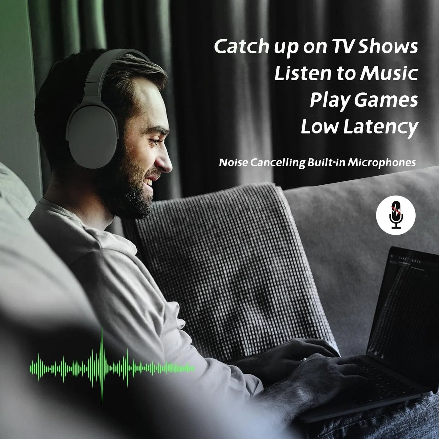 #P2961 Wireless Bluetooth 5.3 Headphones – Over-Ear HiFi Stereo Sports Earphones with TF/AUX Music Player & HD Mic