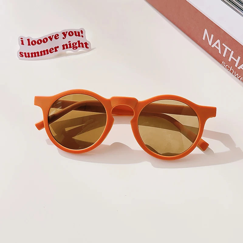 2023 Kids Checker Panel Round Sunglasses – Cute UV400 Sun Protection for Baby Girls & Children Outdoor Wear