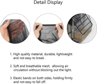 Stretchy Mesh Bird Cage Cover - Easy Cleaning Guard and Catcher - Parrot Cage Skirt Net Jaula Para Pájaros