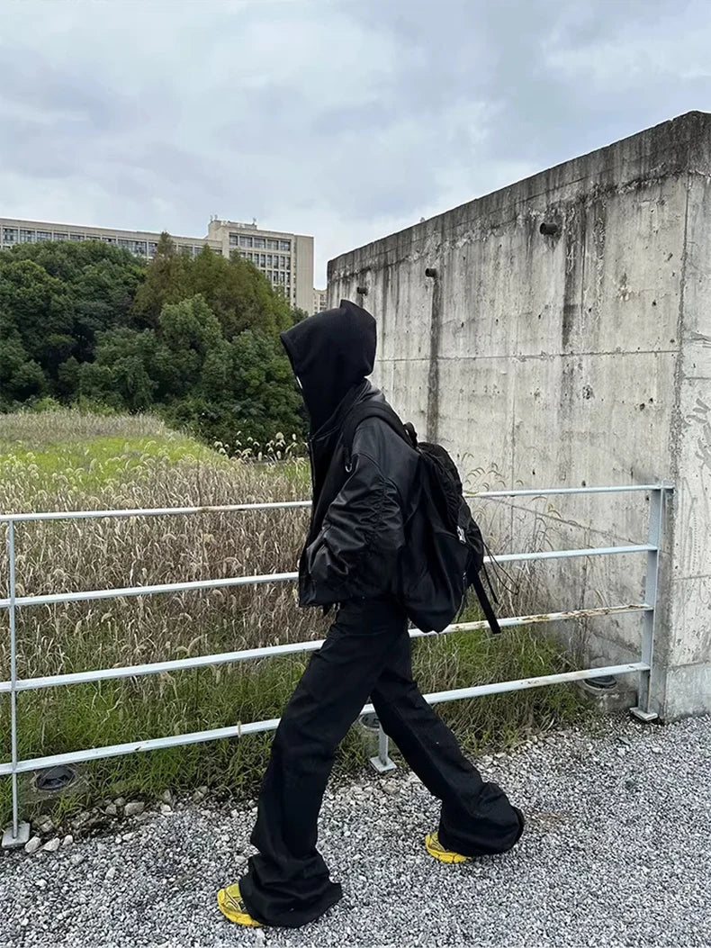 Mauroicardi Autumn Winter Oversized PU Leather Bomber Jacket for Men - Thickened Warm Hooded Luxury Designer Coat