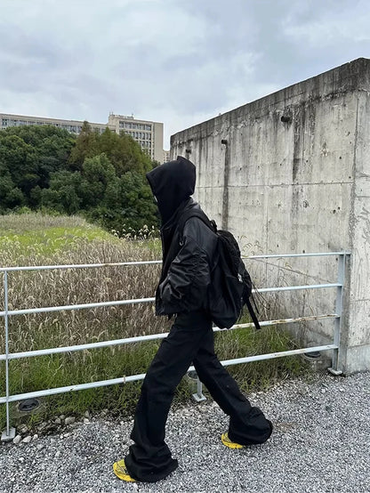 Mauroicardi Autumn Winter Oversized PU Leather Bomber Jacket for Men - Thickened Warm Hooded Luxury Designer Coat