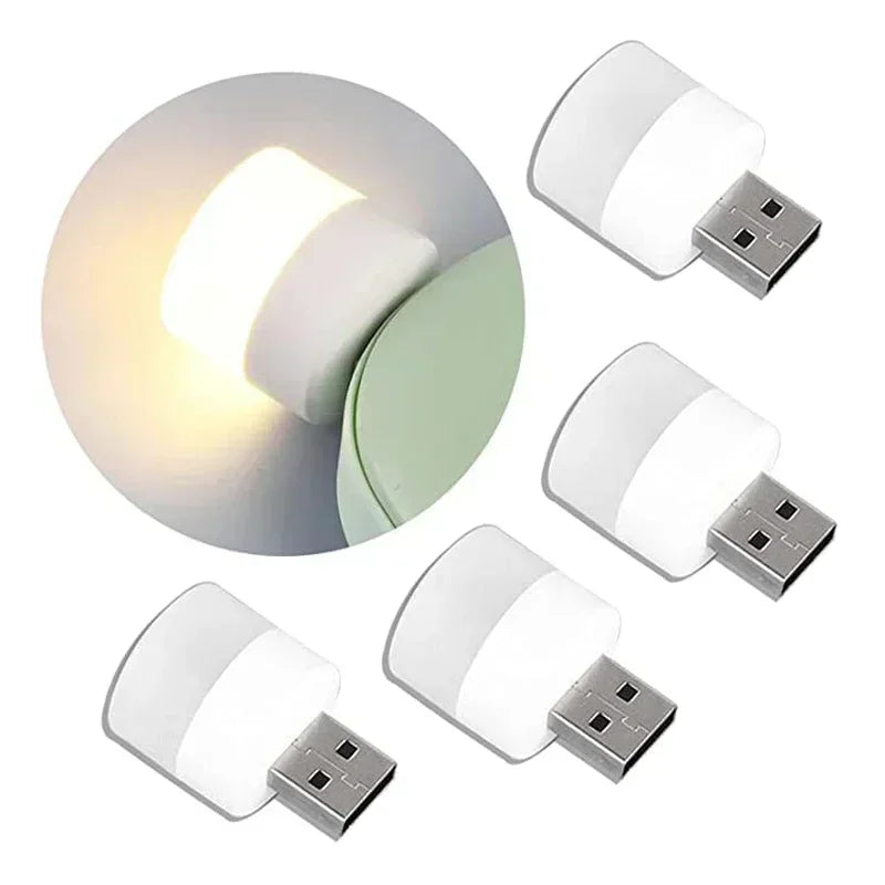 Mini USB Night Light - Warm White LED Reading Lamp for Eye Protection, USB Plug Compatible with Computers and Mobile Power Charging - Available in 50 or 1 Pack