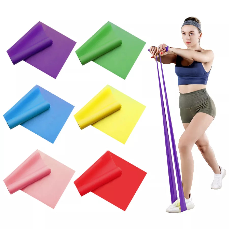 Yoga Pilates Resistance Band - Long Training Stretch Bands for Physical Therapy & Lower Body Strength - Elastic Exercise Bands for Home