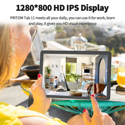 PRITOM TAB11 Android 14 Tablet – 10 Inch, 8GB RAM, 128GB ROM, Octa-Core, 5G WiFi, Keyboard & Case