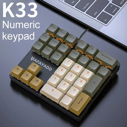33 Key Wired Mechanical Numeric Keypad with Multi-color Lights - Ideal for Finance, Business, Laptop Numeric Keyboard