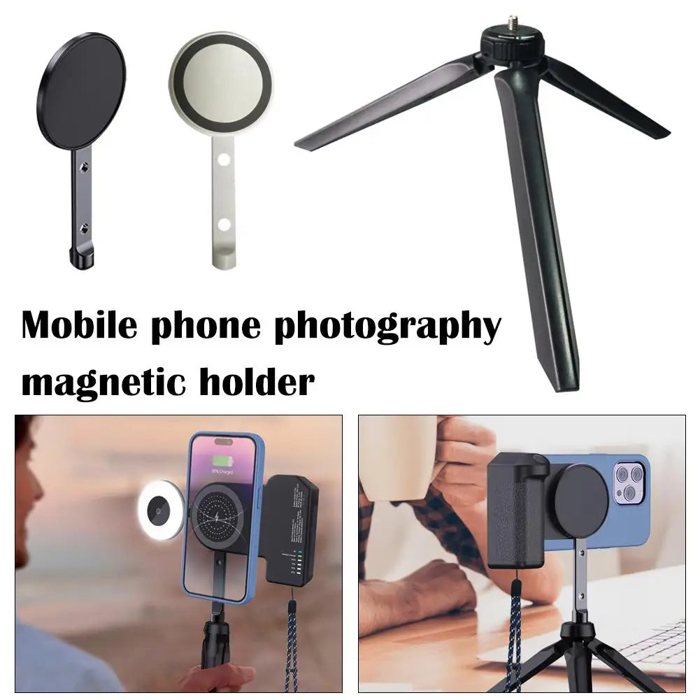 Phone Photography Magnetic Tripod Stabilizer: Anti-Shake Selfie Holder with 1/4 Interface Phone Photo Bracket - Macsafe Cradle Compatible